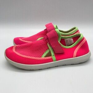 Wonder Nation Beach Water Shoes Kids size 11/12 Neon Pink & Green Mesh Sneakers